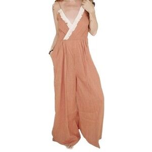Dharma Swasti Women's Linen Blend Spaghetti Straps with Pockets Jumpsuit Size L